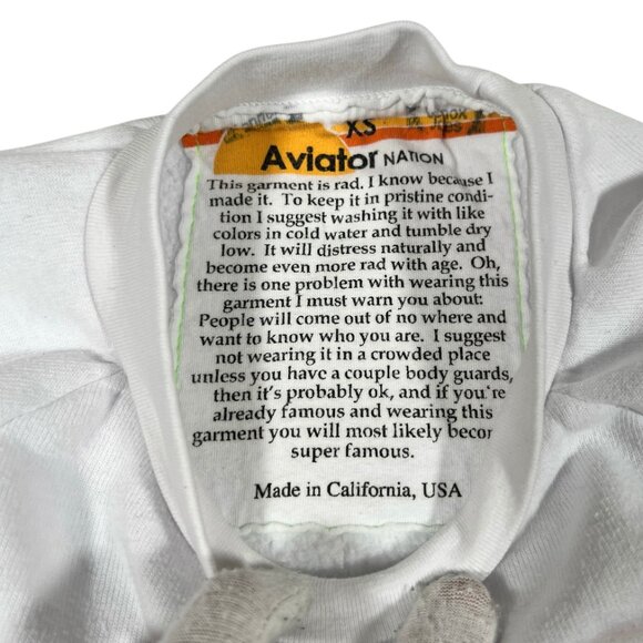 Aviator Nation White Crop Sweatshirt with Red Heart - Picture 13 of 15